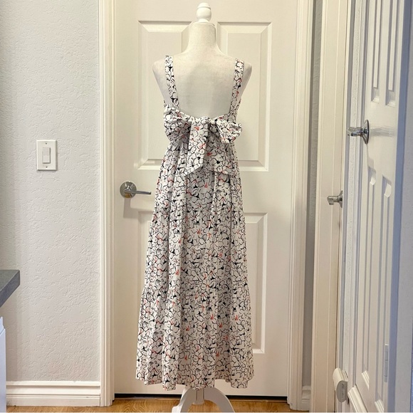 Zara Blogger's Favorite White Floral Printed Bow Tie Back Midi Dress Siz… - Picture 7 of 12